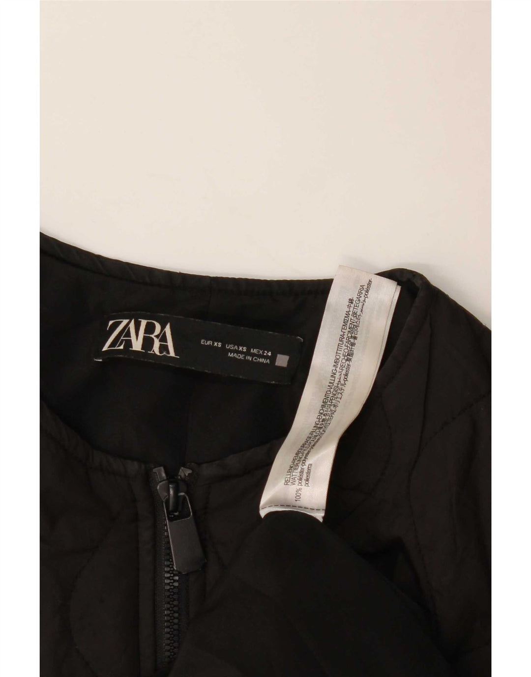Zara Mujer Chaqueta Acolchada Extragrande UK 6 XS Poliéster Negro