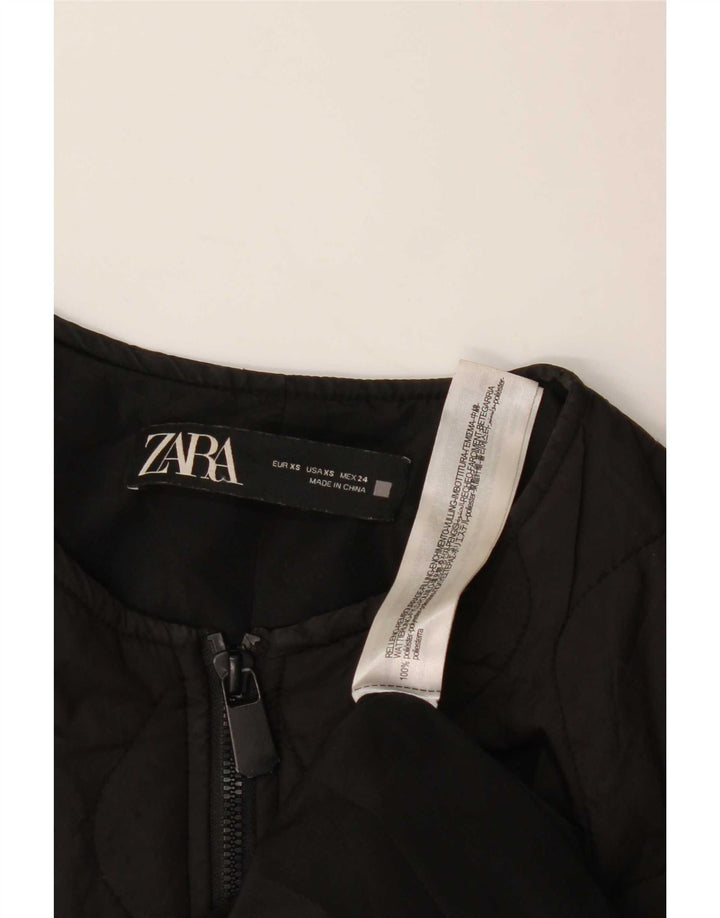 Zara Mujer Chaqueta Acolchada Extragrande UK 6 XS Poliéster Negro