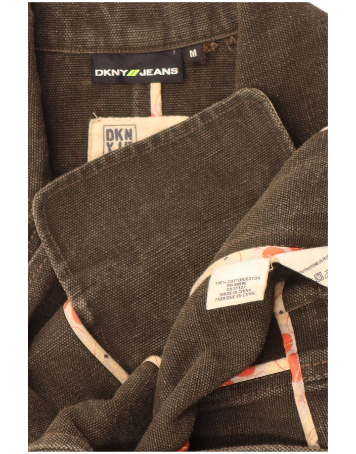 Dkny Chaqueta tipo blazer con 1 botón para mujer Reino Unido 42 Algodón caqui mediano