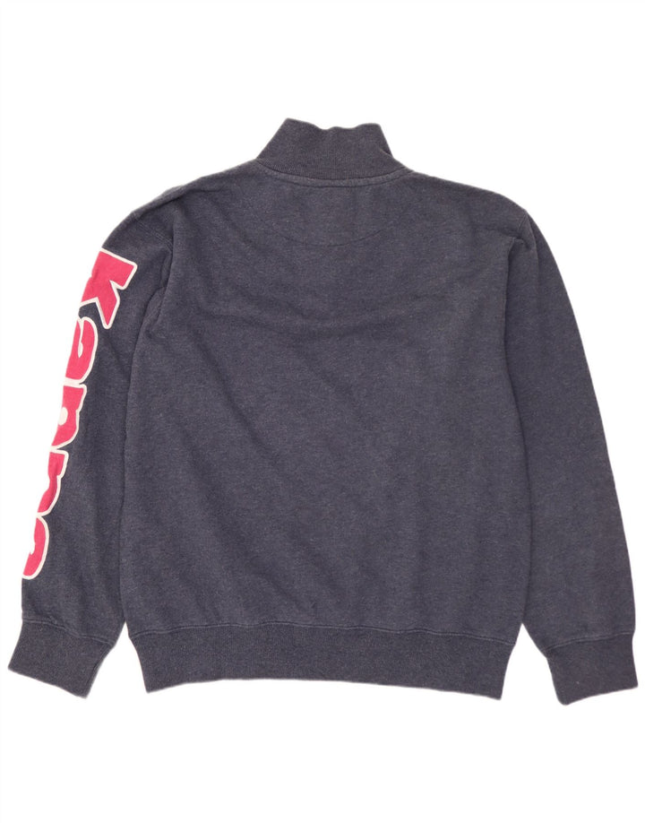 KAPPA Mens Graphic Zip Neck Sudadera Jumper Large Azul Marino Algodón