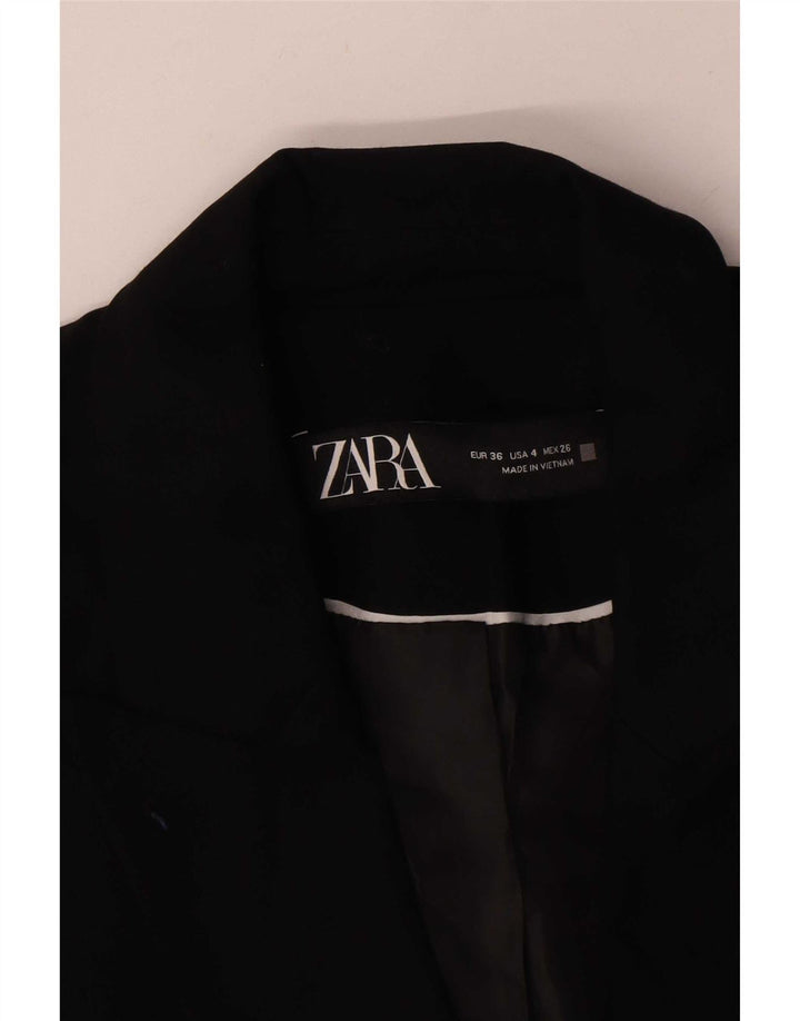 Zara Mujer Chaqueta Blazer De 1 Botón UK 36 Small Poliéster Negro