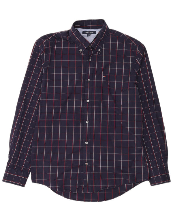 Camisa Tommy Hilfiger Hombre Grande Azul Marino Cuadros Algodón