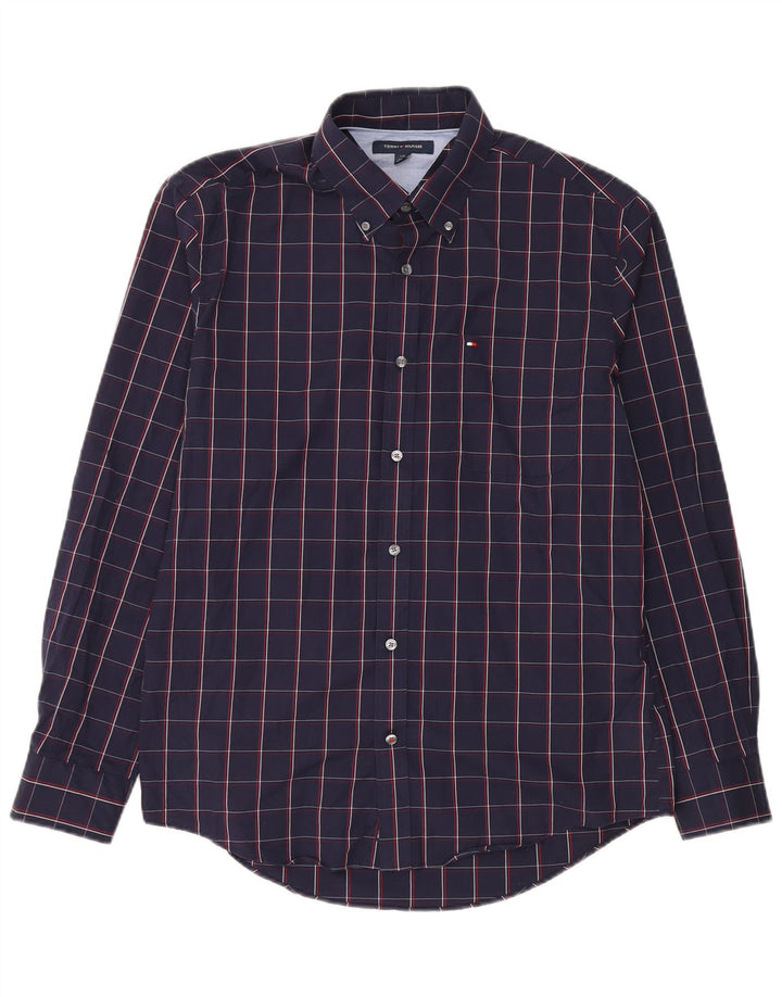 Camisa Tommy Hilfiger Hombre Grande Azul Marino Cuadros Algodón