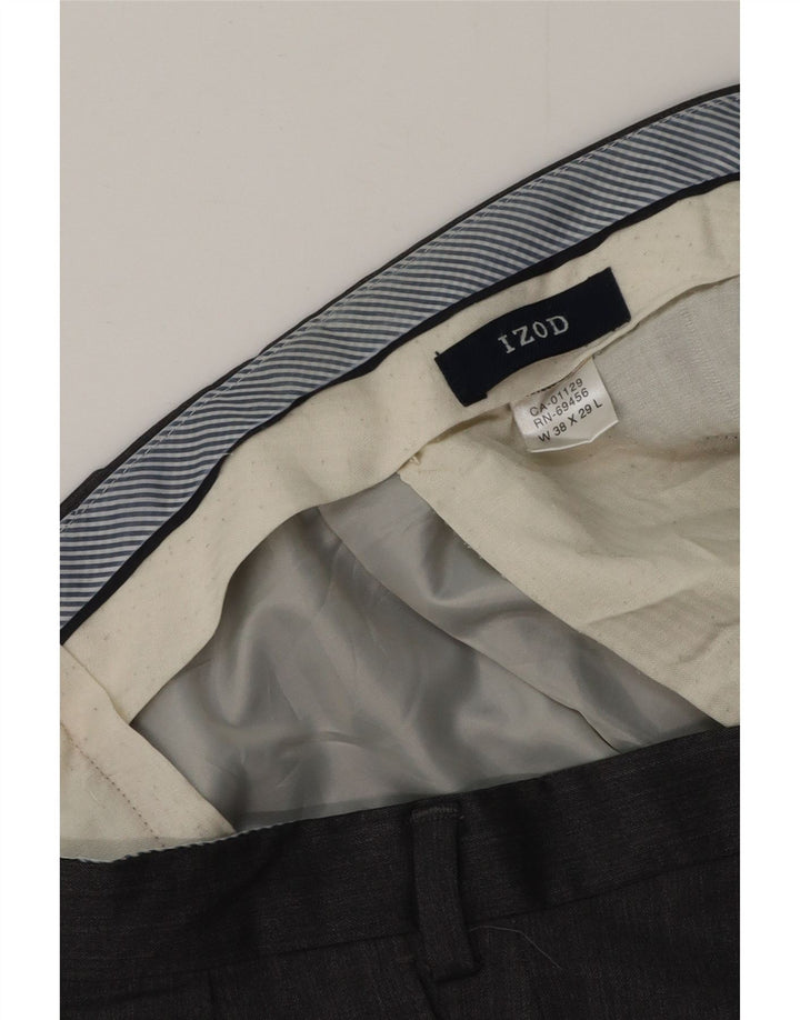 IZOD Pantalón de traje con pinzas para hombre W38 L29 Lana gris