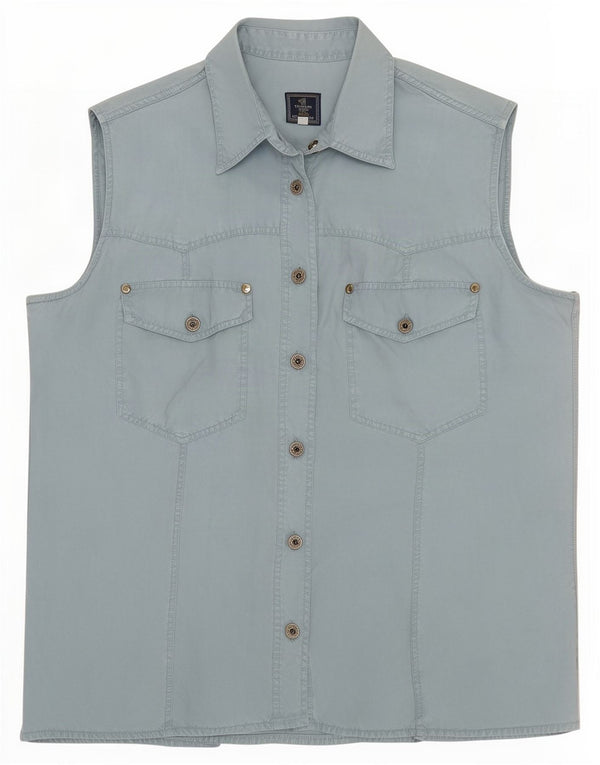 Trussardi Camisa sin mangas para mujer UK 44 Azul medio