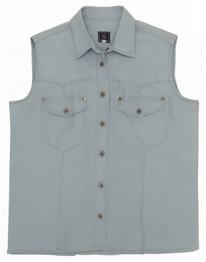 Trussardi Camisa sin mangas para mujer UK 44 Azul medio