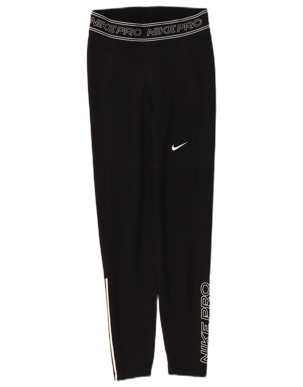NIKE Leggings gráficos Dri Fit para mujer UK 4 XS Poliéster negro