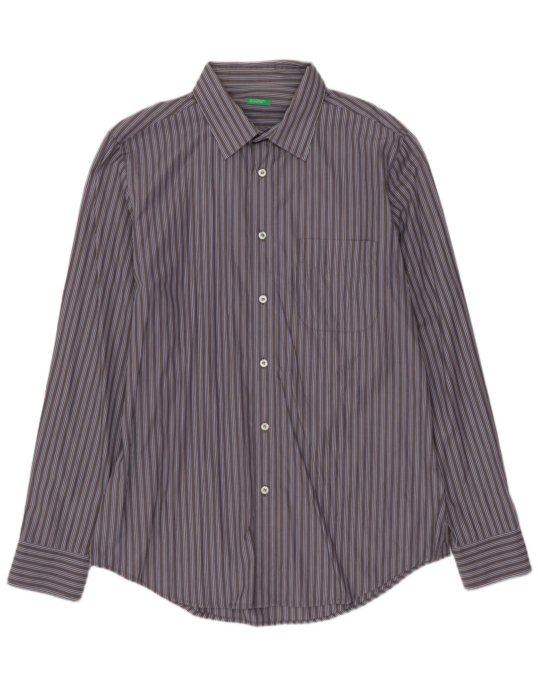 BENETTON Camisa para hombre grande gris a rayas