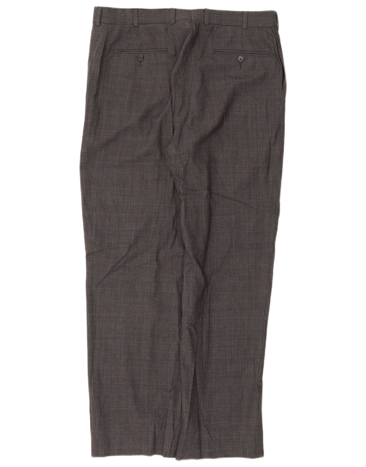 Brooks Brothers Pantalón de traje recto 346 para hombre W36 L31 Lana a cuadros gris