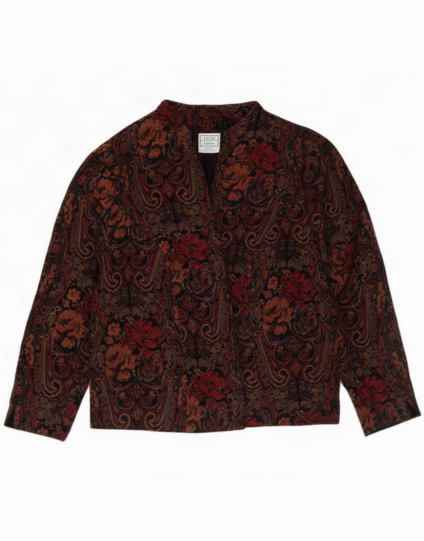 Jessica Howard Chaqueta tipo blazer abierta para mujer UK 44 Medium Black Paisley Rayon