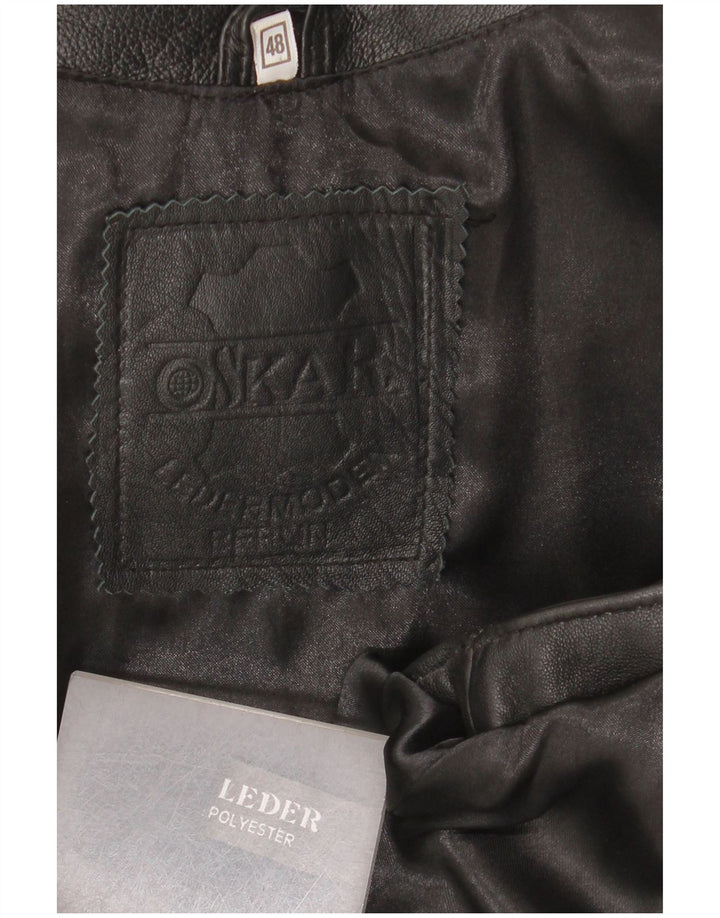 Chaleco de cuero vintage para hombre IT 48 cuero negro medio