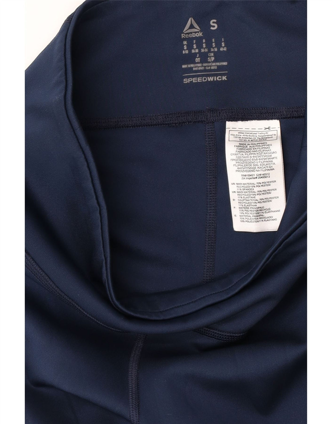 REEBOK Leggings para mujer UK 8/10 Small Azul marino Poliéster