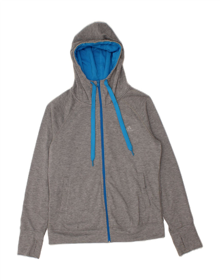 ADIDAS Womens Climalite Zip Hoodie Sweater UK 14 Medium Grey Polyester Vintage Adidas and Second-Hand Adidas from Messina Hembry 