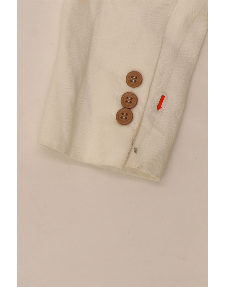 Zara Chaqueta Blazer De 1 Botón Para Mujer UK 46 Large Viscosa Blanca