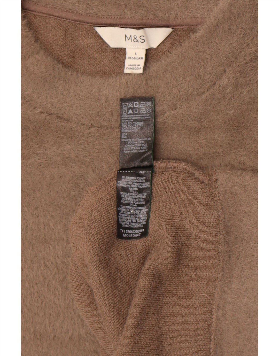Marks & Spencer Jersey extragrande con cuello redondo para mujer, talla 40, color beige
