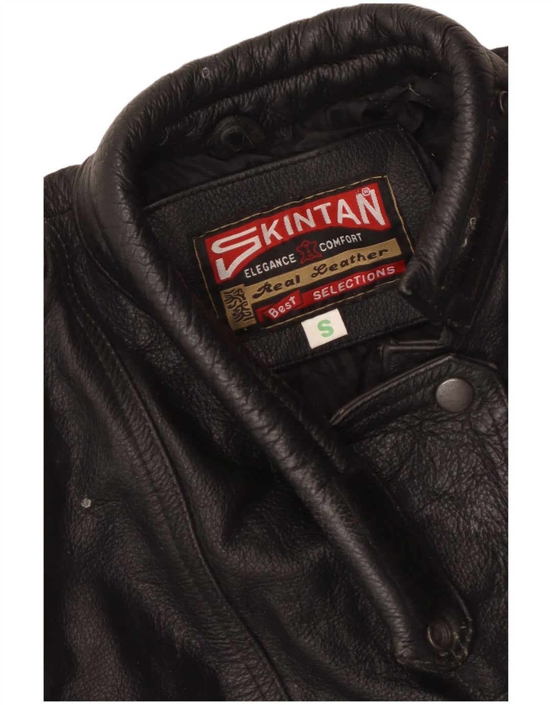 SKINTAN Chaqueta de cuero para mujer UK 10 Small Black Leather