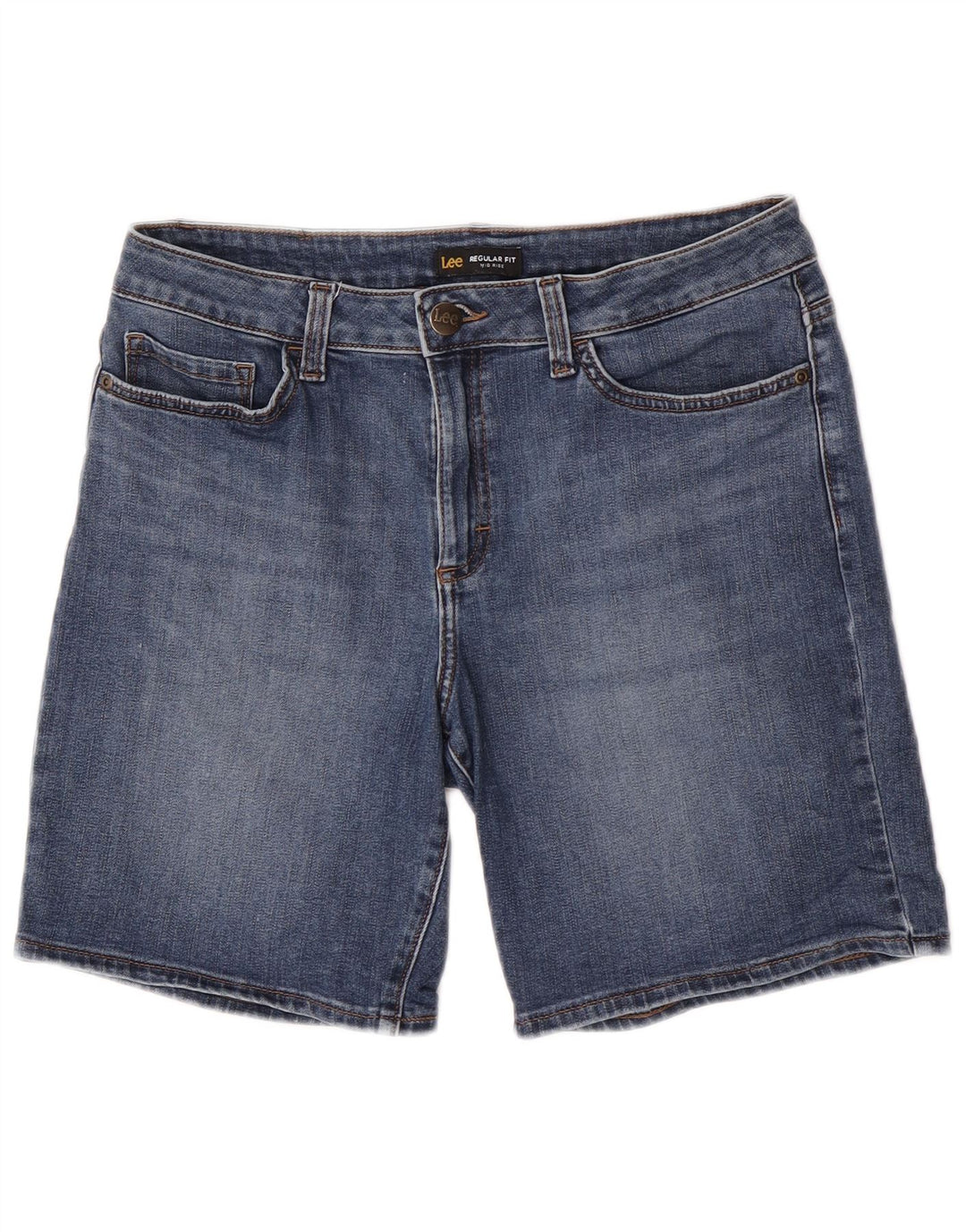 Lee - Pantalones cortos vaqueros de talle medio para mujer, ajuste regular, talla 8, mediana, W30, algodón azul
