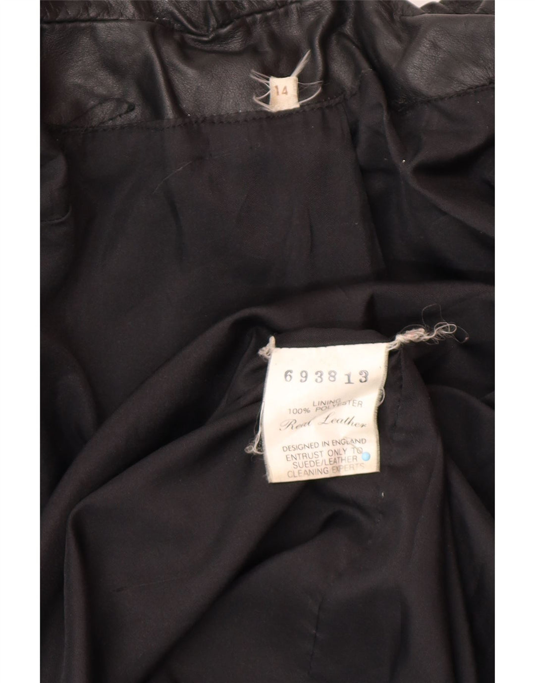 VINTAGE Abrigo de cuero de gran tamaño para mujer Reino Unido 14 Cuero negro mediano