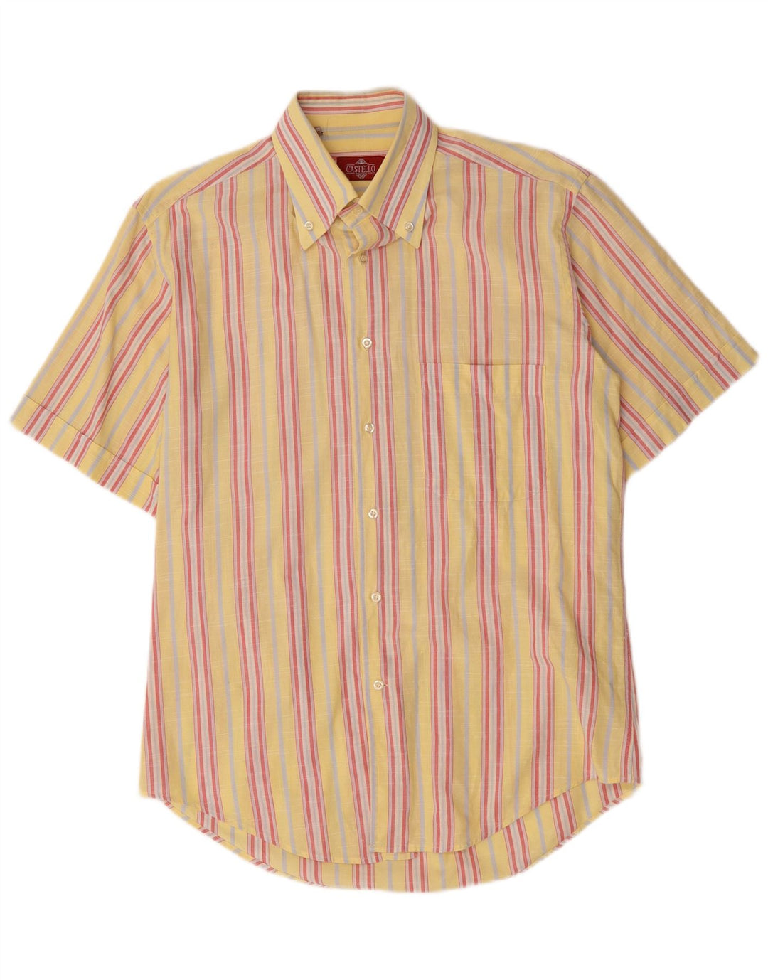 Castello Camisa de manga corta para hombre Talla 15 3/4 Mediana Rayas amarillas