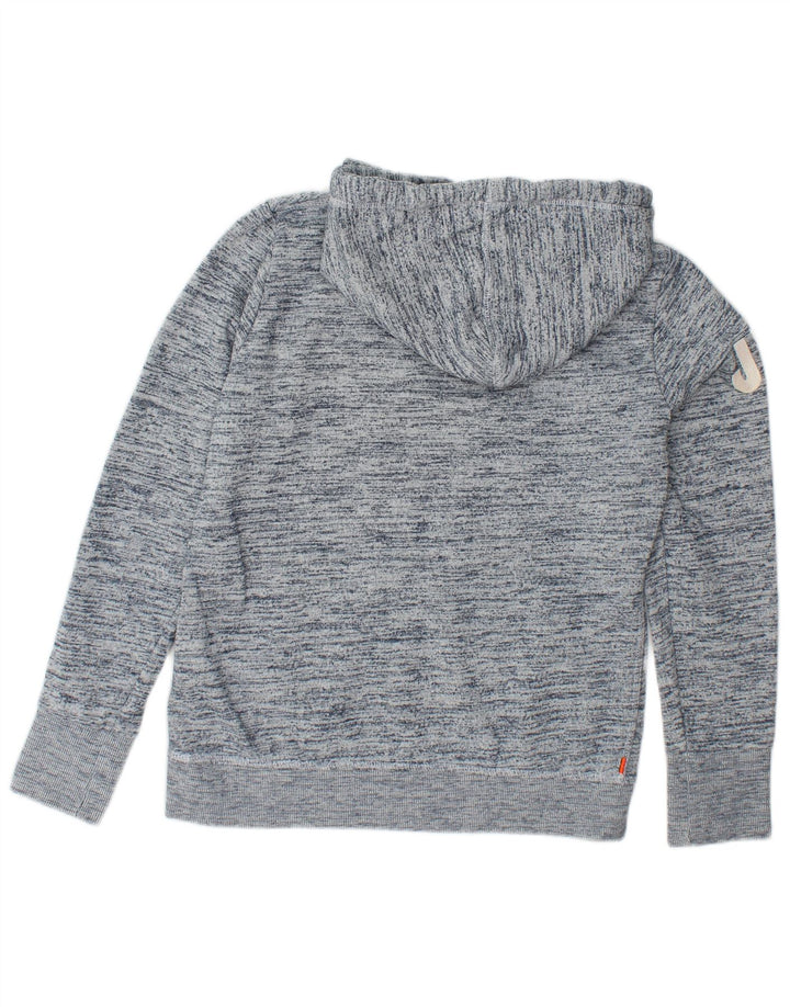 SUPERDRY Jersey con capucha gráfica para mujer Reino Unido 46 Grande Algodón moteado azul marino