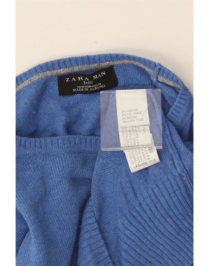 ZARA Hombre Jersey Cuello Redondo Viscosa Azul Medio