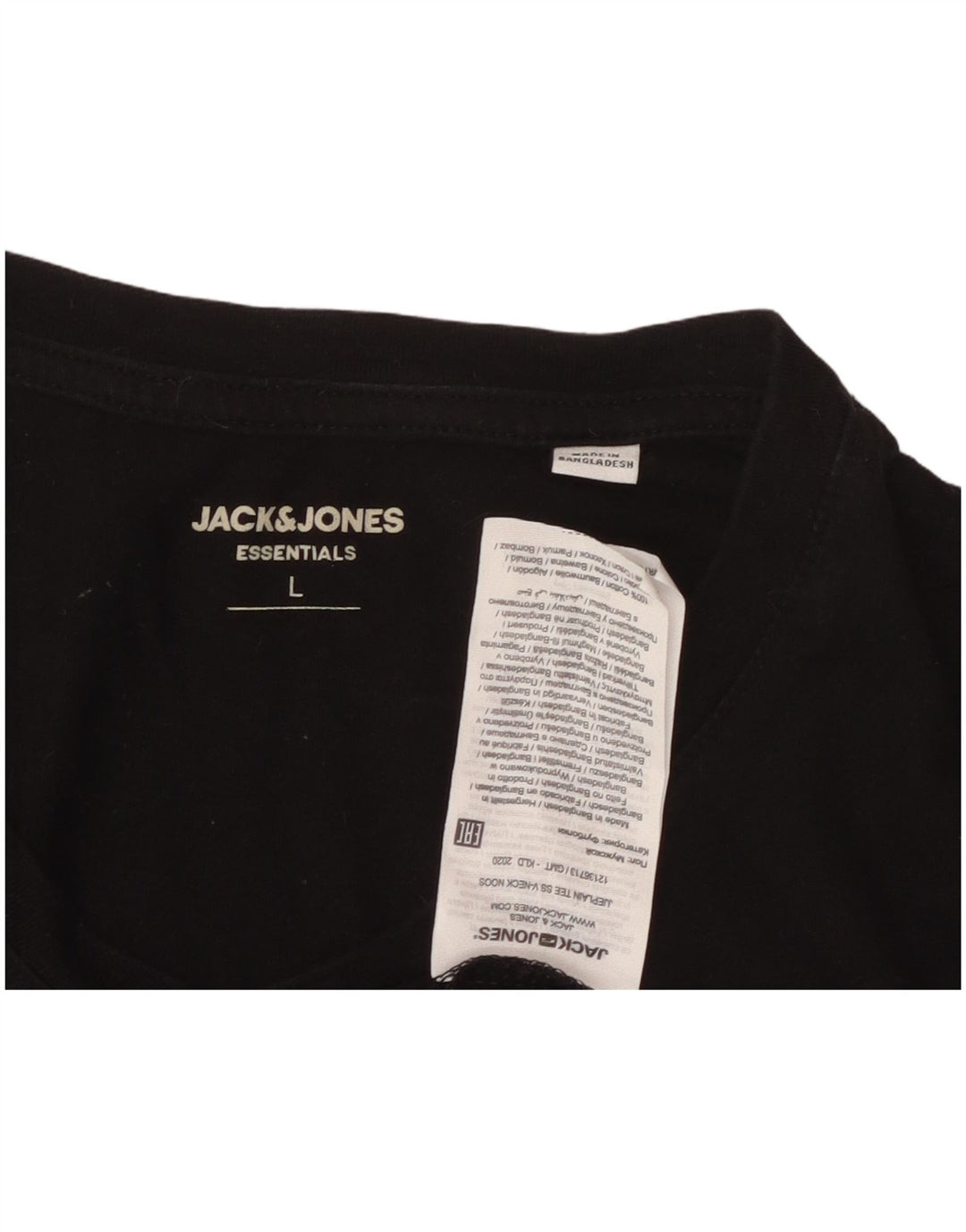 JACK & JONES Hombre Camiseta Top Grande Negro Algodón