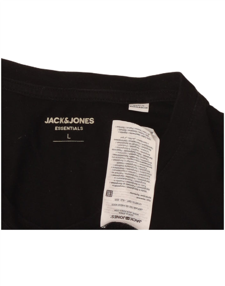 JACK & JONES Hombre Camiseta Top Grande Negro Algodón