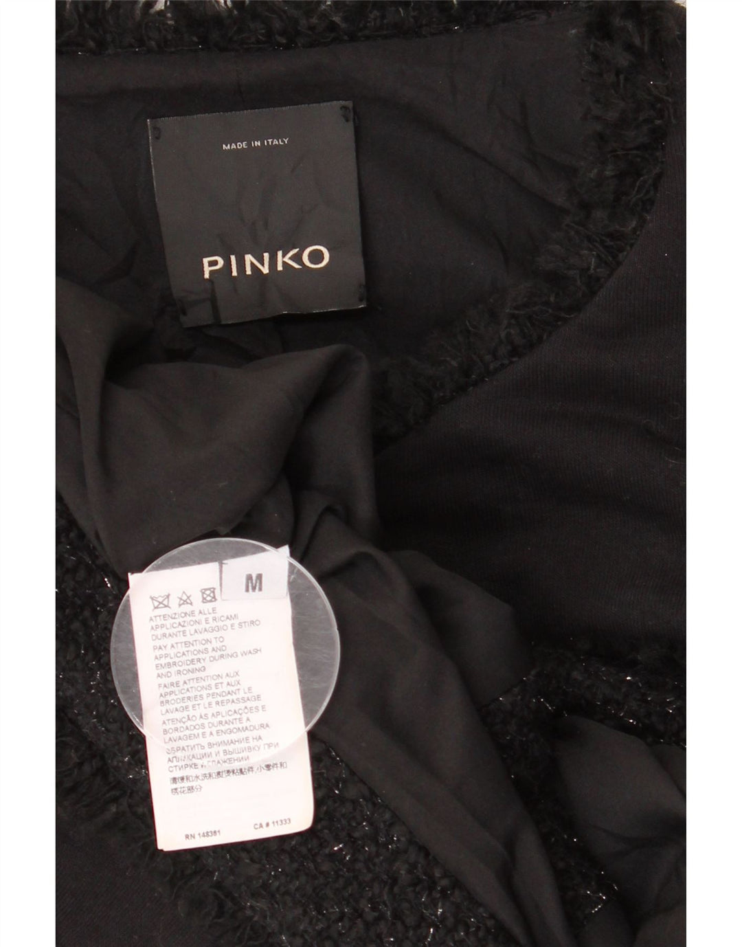 Pinko Chaqueta Blazer de 3 Botones para Mujer UK 42 Mediana Algodón Negro