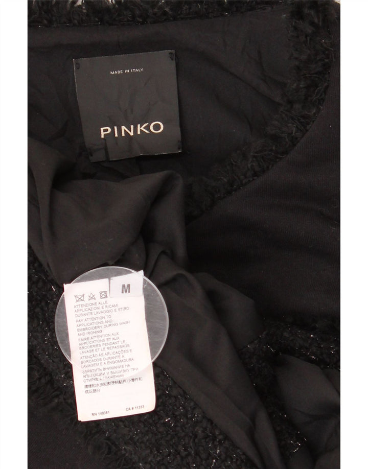 Pinko Chaqueta Blazer de 3 Botones para Mujer UK 42 Mediana Algodón Negro