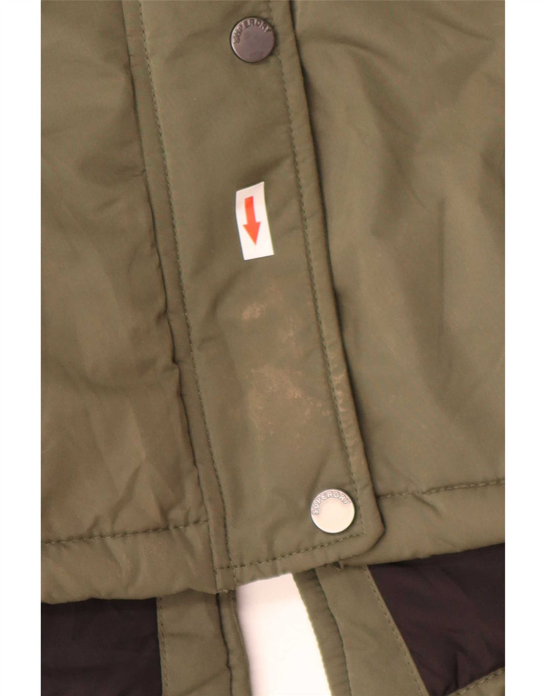 Superdry Parka con capucha para mujer, talla 8, poliéster caqui pequeño