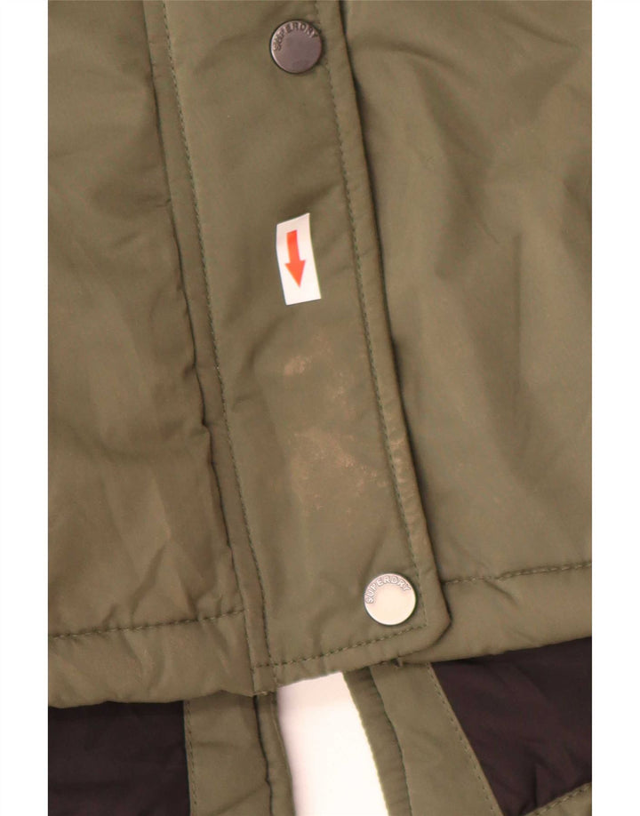 Superdry Parka con capucha para mujer, talla 8, poliéster caqui pequeño
