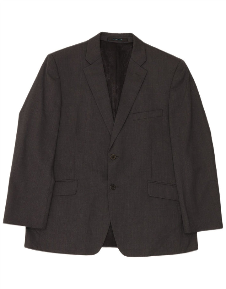 Ted Baker Traje elástico de 2 piezas con 2 botones para hombre UK 42 XL W36 L30 Lana gris