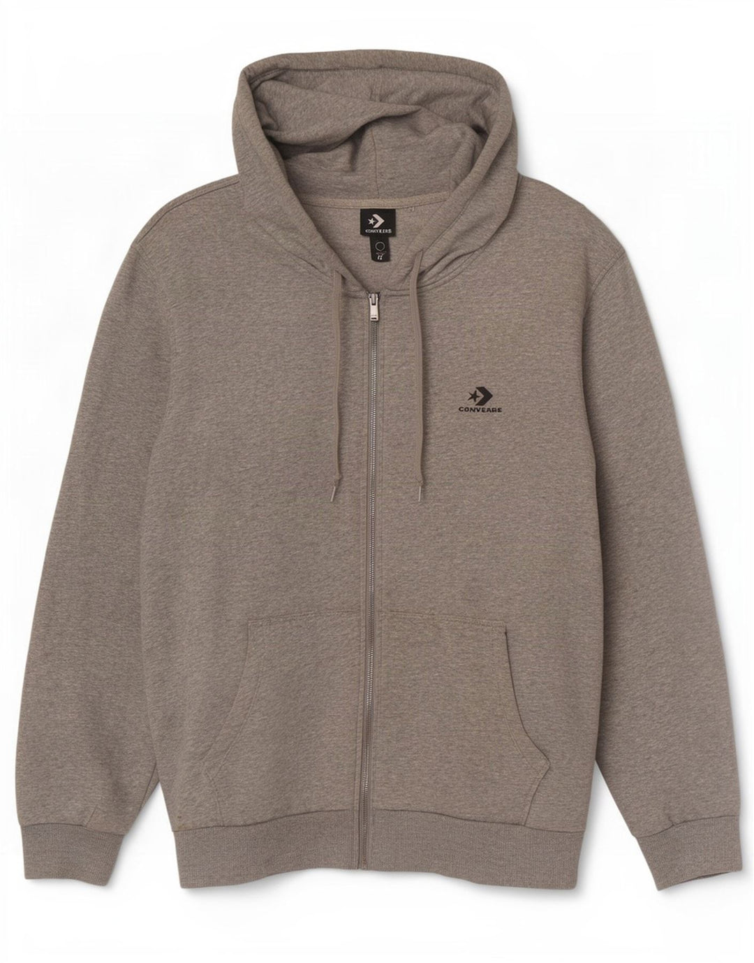 Converse Mens Zip Sudadera con capucha suéter grande gris algodón