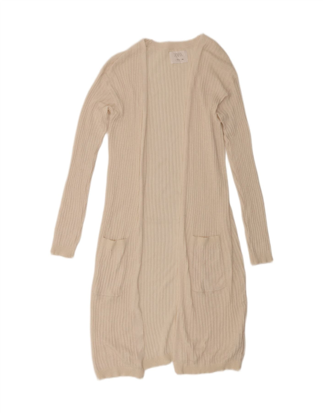 Zara Jersey Niña Cárdigan Largo 13-14 Años Beige Poliéster