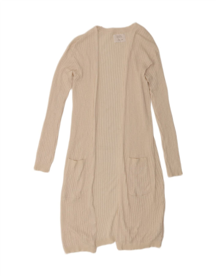 Zara Jersey Niña Cárdigan Largo 13-14 Años Beige Poliéster