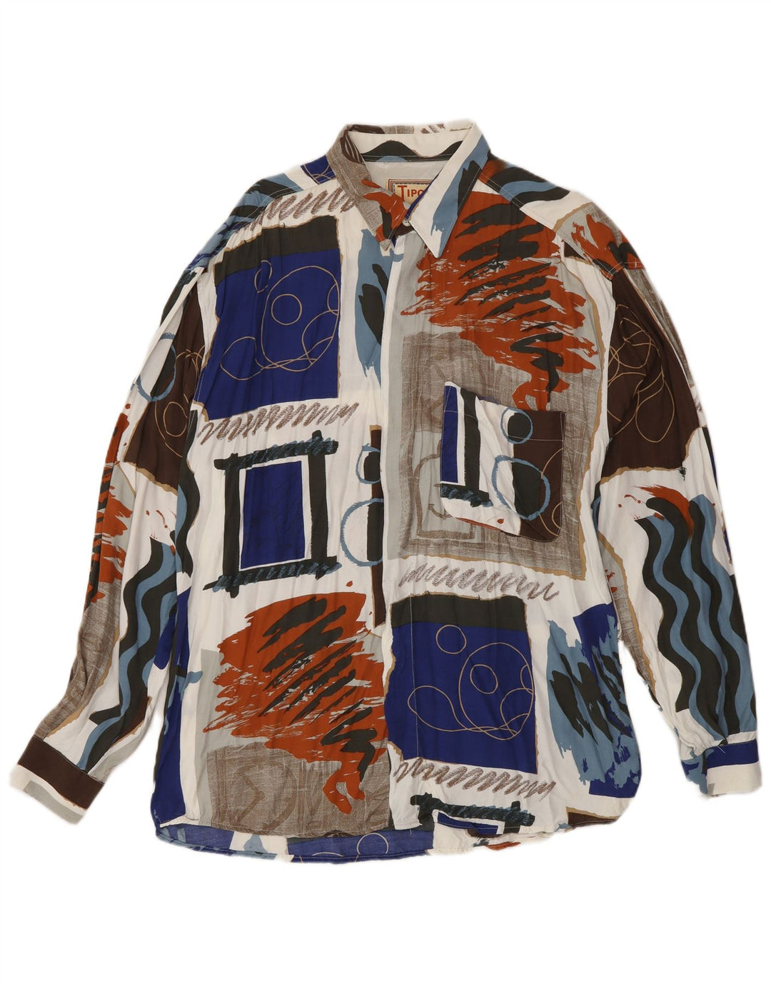 Camisa Tipo' S Hombre Con Estampado Abstracto Grande Viscosa Multicolor