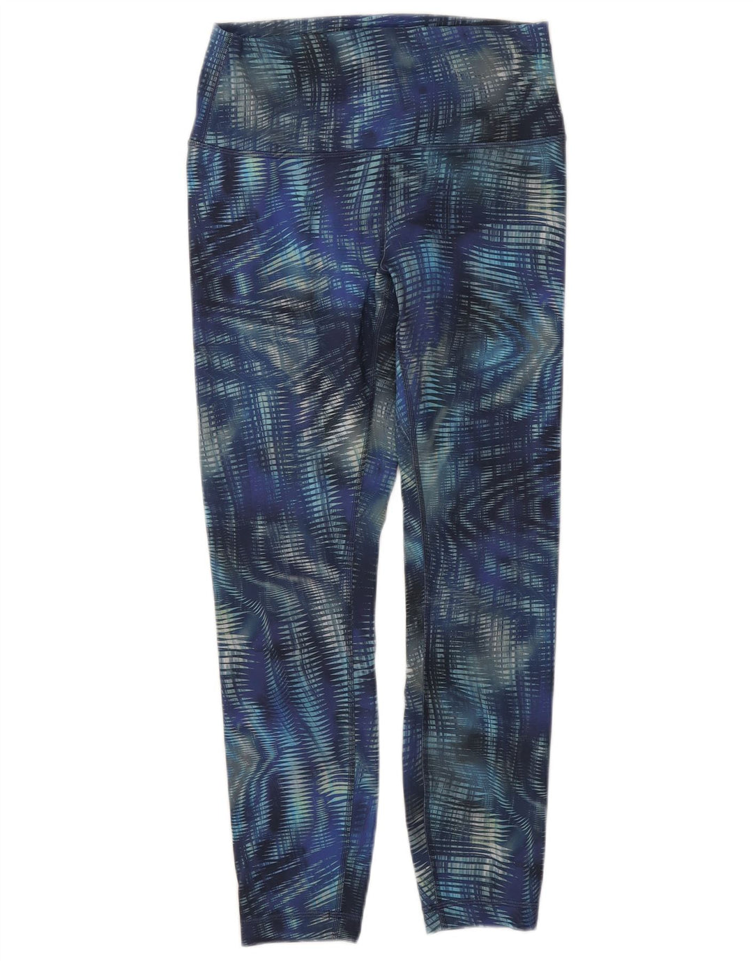 LULULEMON Womens Crop Abstract Pattern Leggings US 8 Medium  Blue Nylon
