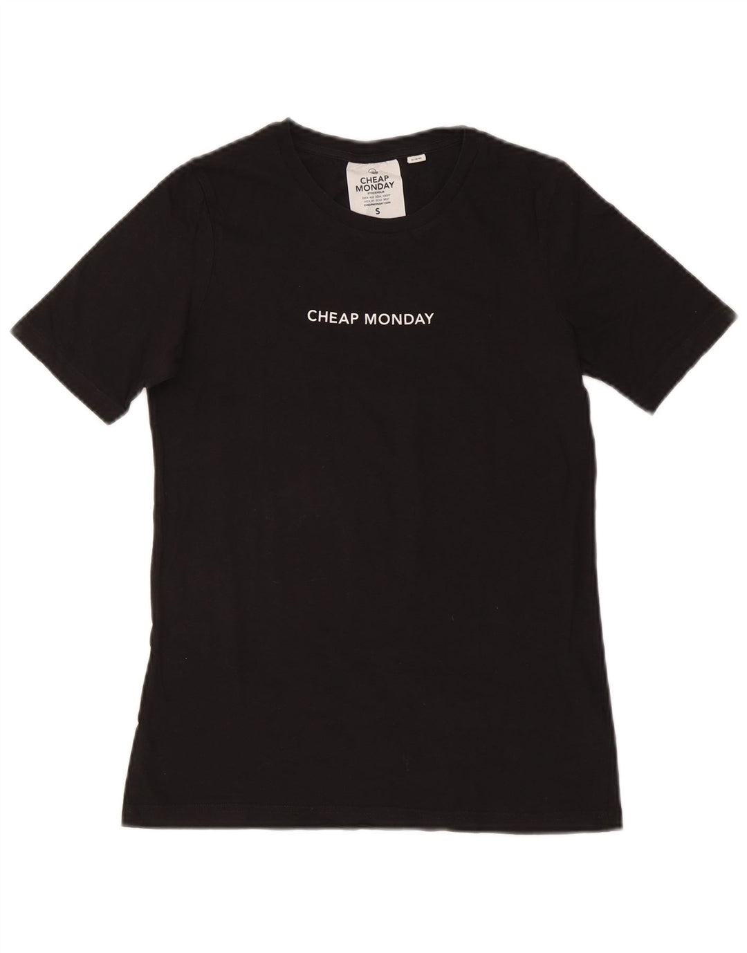 CHEAP MONDAY Camiseta para mujer Top UK 10 Small Black Cotton