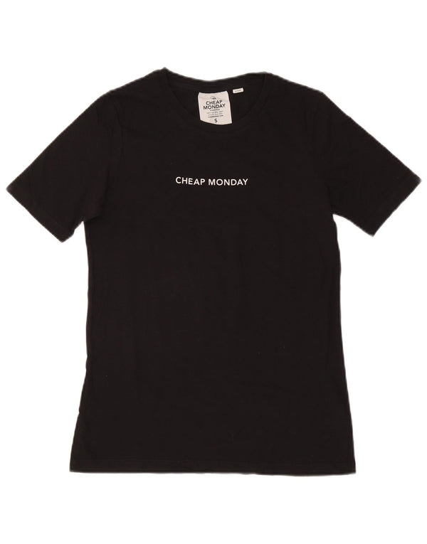 CHEAP MONDAY Camiseta para mujer Top UK 10 Small Black Cotton