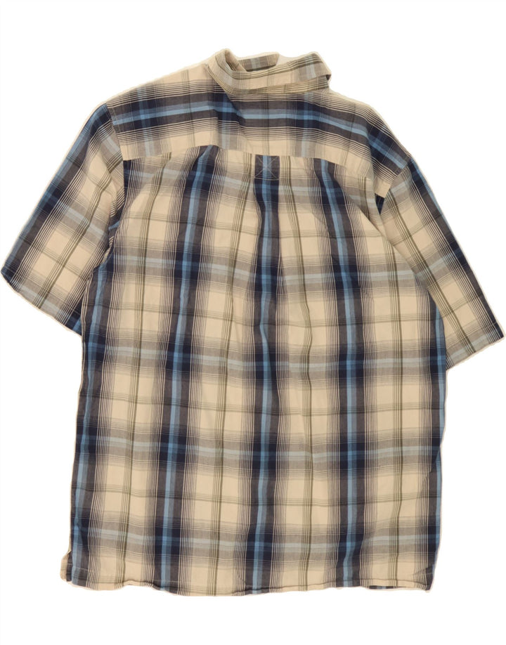 EDDIE BAUER Mens Short Sleeve Shirt Medium Beige Check Cotton Vintage Eddie Bauer and Second-Hand Eddie Bauer from Messina Hembry 