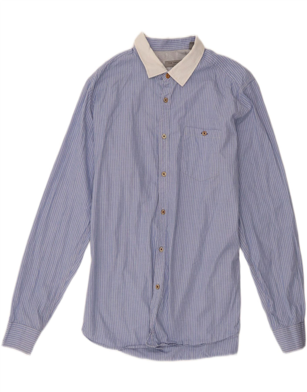 Ted Baker Camisa para hombre Talla 5 XL Algodón azul a rayas