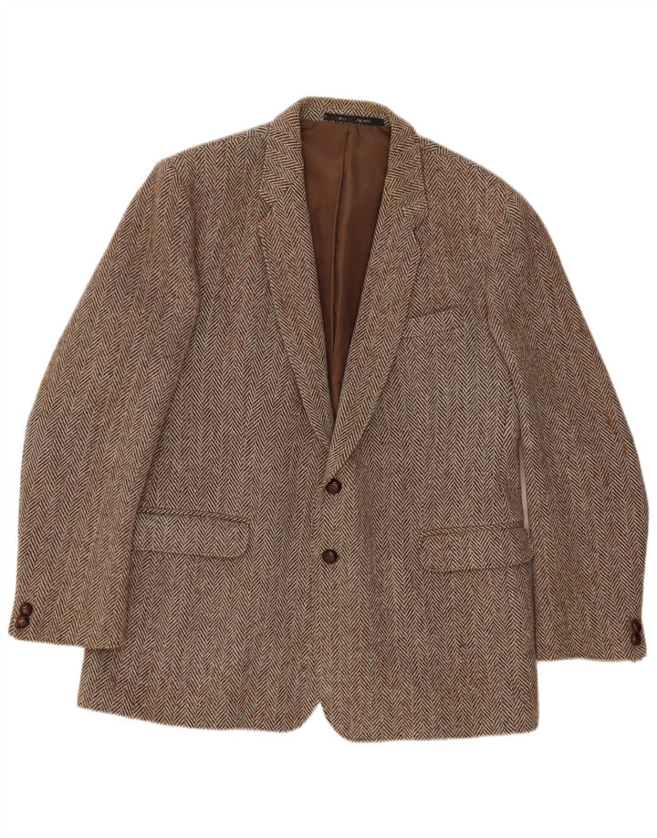 Barker Chaqueta tipo blazer Harris Tweed de 2 botones para hombre UK 46 3XL Marrón Herringbone