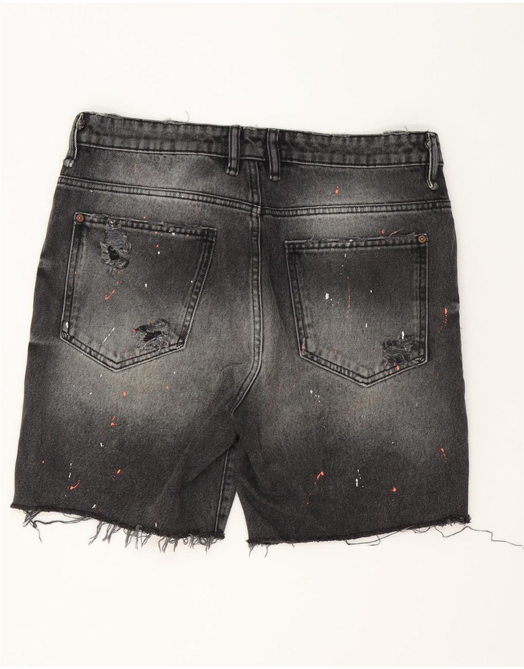ZARA Pantalones cortos de mezclilla desgastados para hombre EU 42 Large W32 Algodón gris