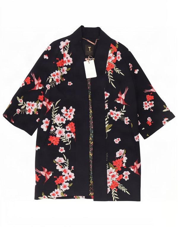 Ted Baker Abrigo extragrande de manga 3/4 para mujer UK 10 Small Azul marino floral