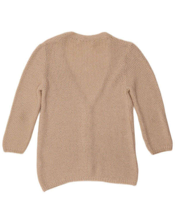 ZARA Mujer Cárdigan De Manga 3/4 Suéter UK 42 Medium Beige