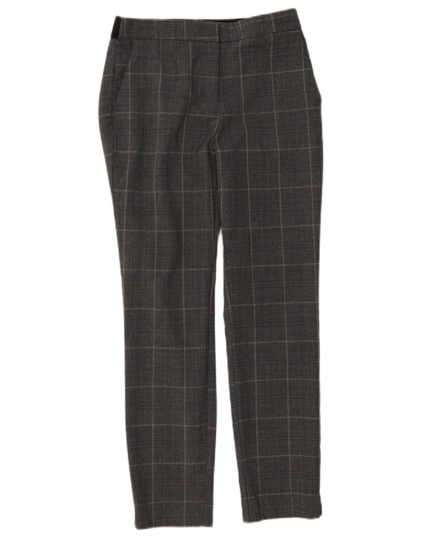 Zara Mujer Pantalón Chino Slim Medium W28 L26 Poliéster A Cuadros Gris