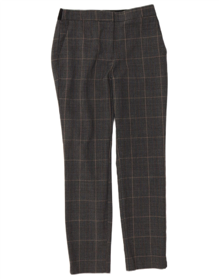 Zara Mujer Pantalón Chino Slim Medium W28 L26 Poliéster A Cuadros Gris