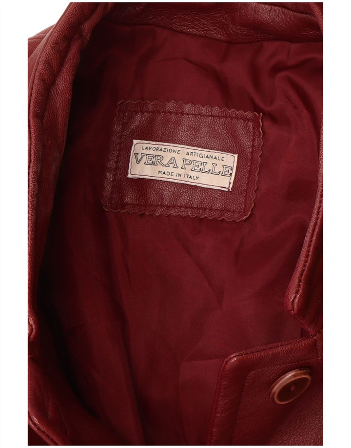 Abrigo de cuero vintage para mujer IT 46 Cuero burdeos grande