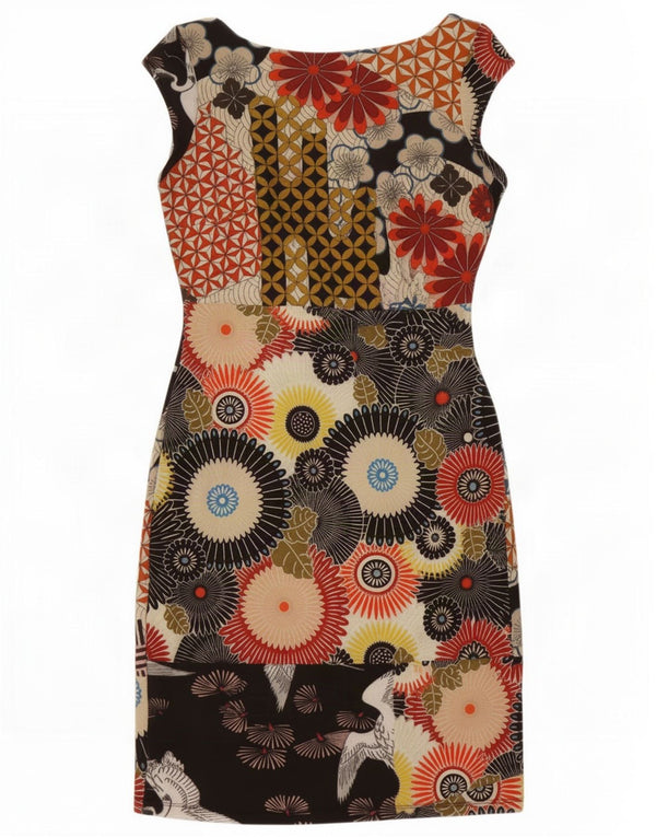 Desigual Vestido tubo gráfico para mujer UK 6 XS Poliéster floral negro