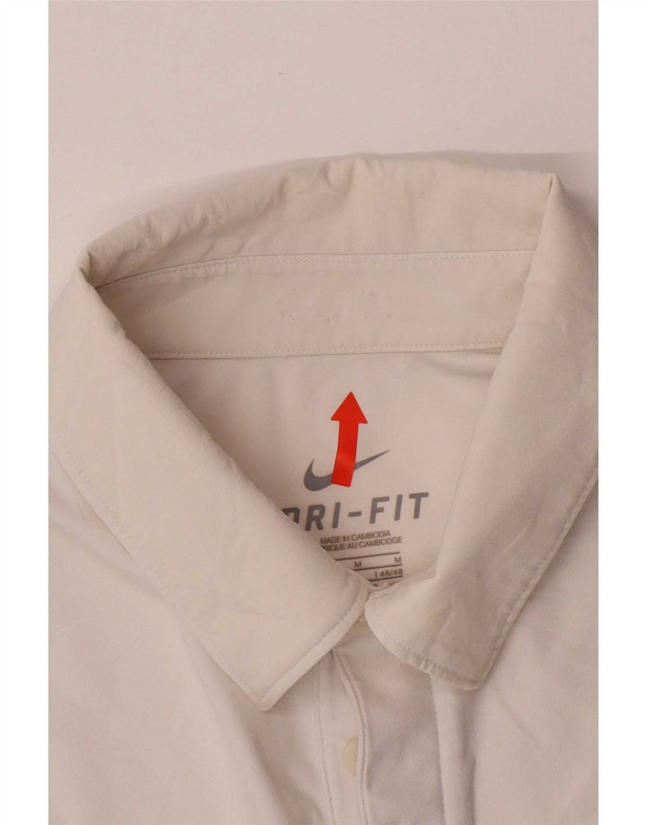 Nike Polo Dri Fit para hombre UK 38/40 Medio Blanco Colorblock Poliéster